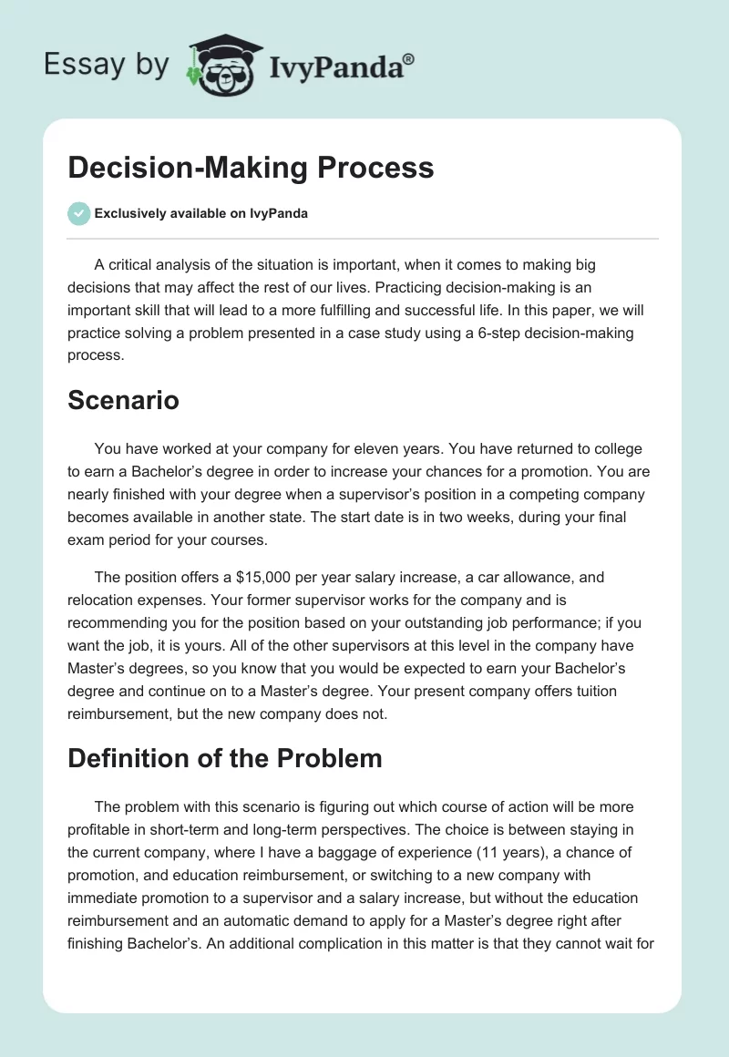 Decision-Making Process. Page 1