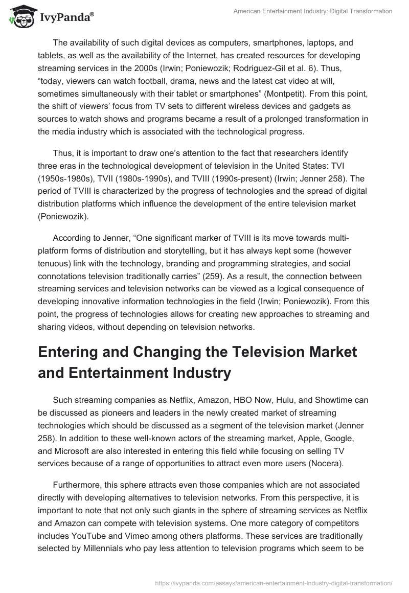 American Entertainment Industry: Digital Transformation. Page 2