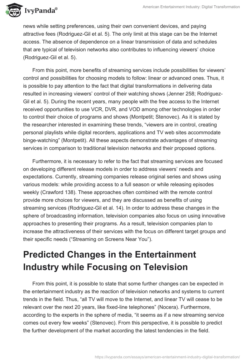 American Entertainment Industry: Digital Transformation. Page 4