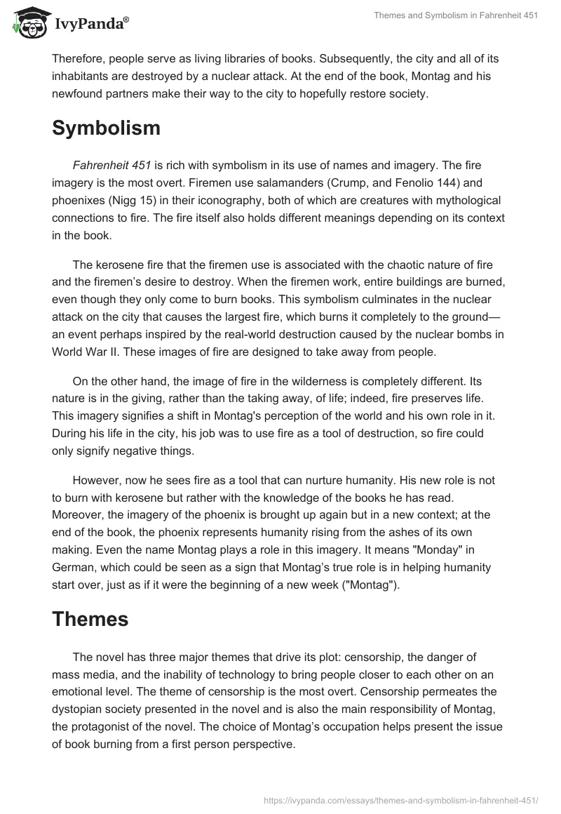 Themes and Symbolism in "Fahrenheit 451". Page 2