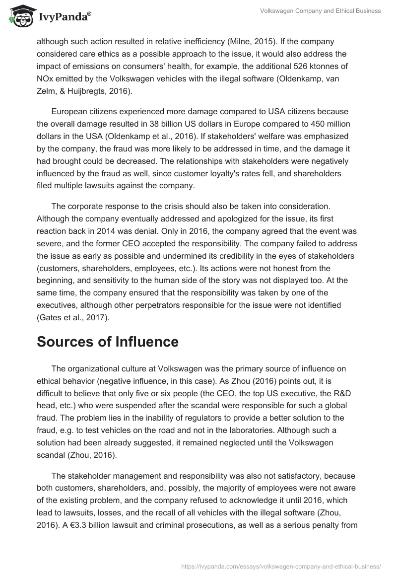 Volkswagen Company and Ethical Business. Page 4