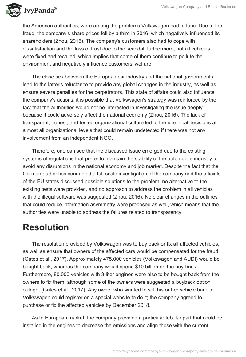 Volkswagen Company and Ethical Business. Page 5