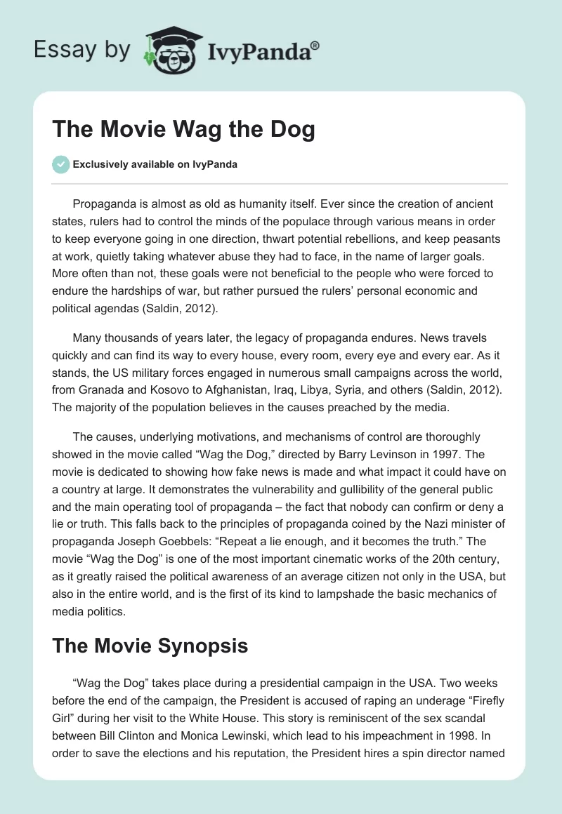 The Movie "Wag the Dog". Page 1