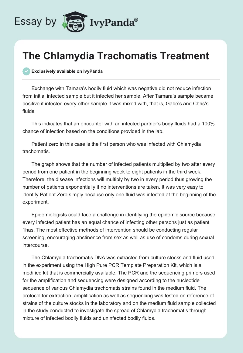 The Chlamydia Trachomatis Treatment. Page 1