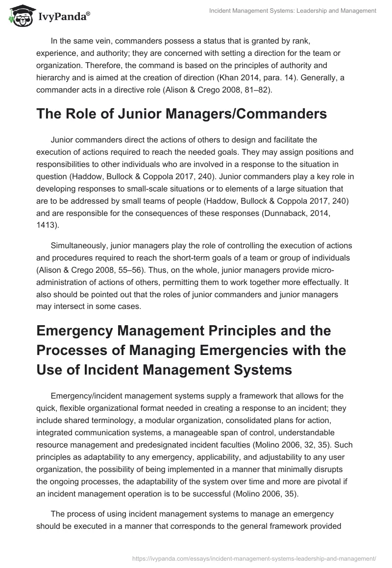 Incident Management Systems: Leadership and Management. Page 2