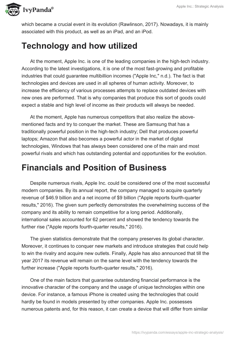 Apple Inc.: Strategic Analysis. Page 2