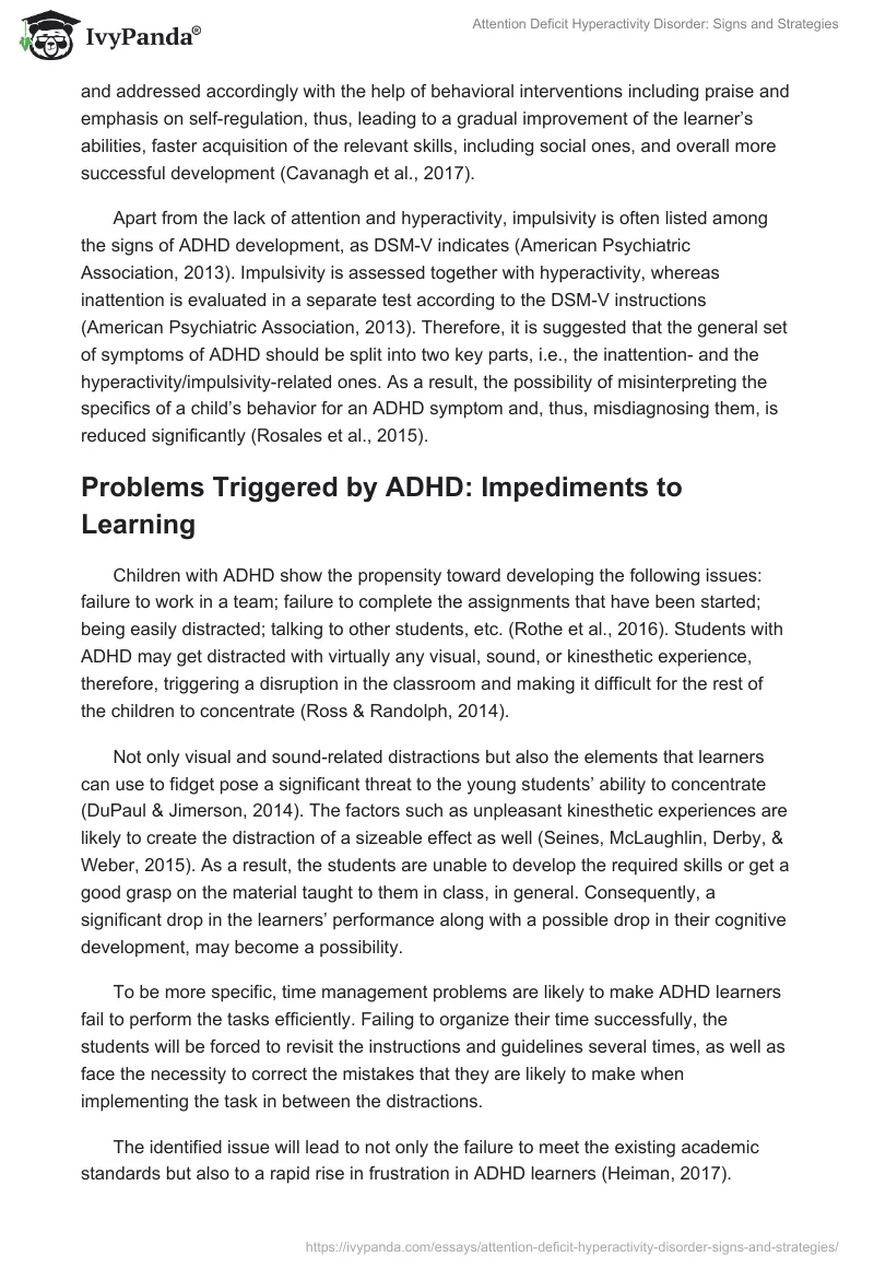 Attention Deficit Hyperactivity Disorder: Signs and Strategies. Page 2