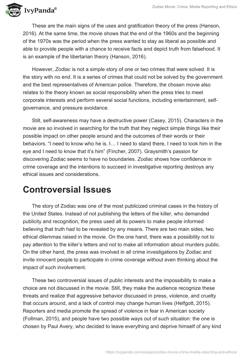Zodiac Movie: Crime, Media Reporting and Ethics. Page 2