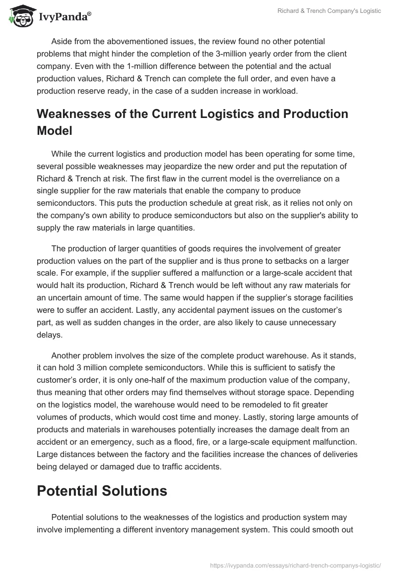 Richard & Trench Company's Logistic. Page 4