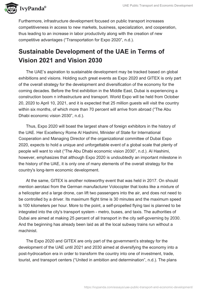 UAE Public Transport and Economic Development. Page 3