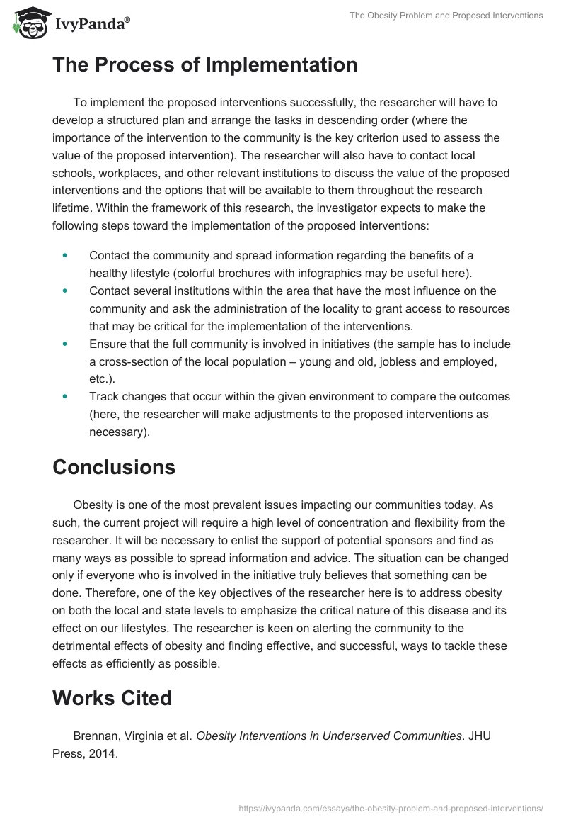 The Obesity Problem and Proposed Interventions. Page 3