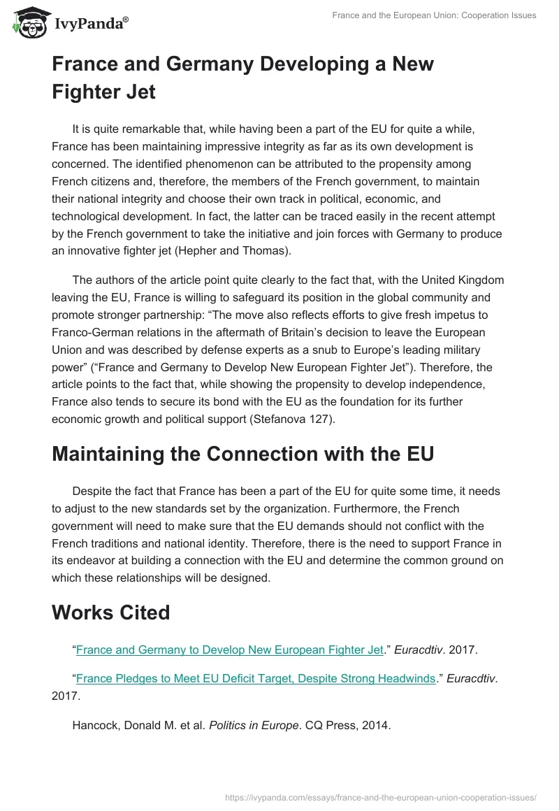 France and the European Union: Cooperation Issues. Page 2