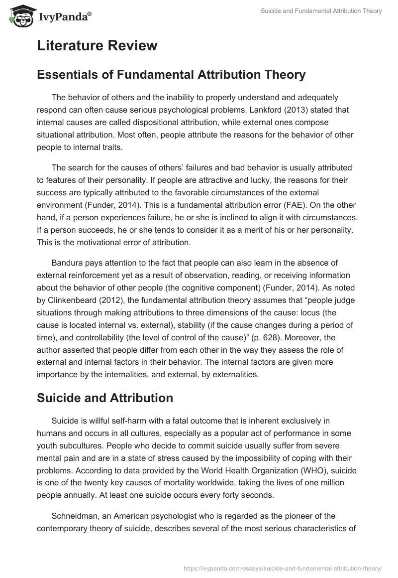 Suicide and Fundamental Attribution Theory. Page 2