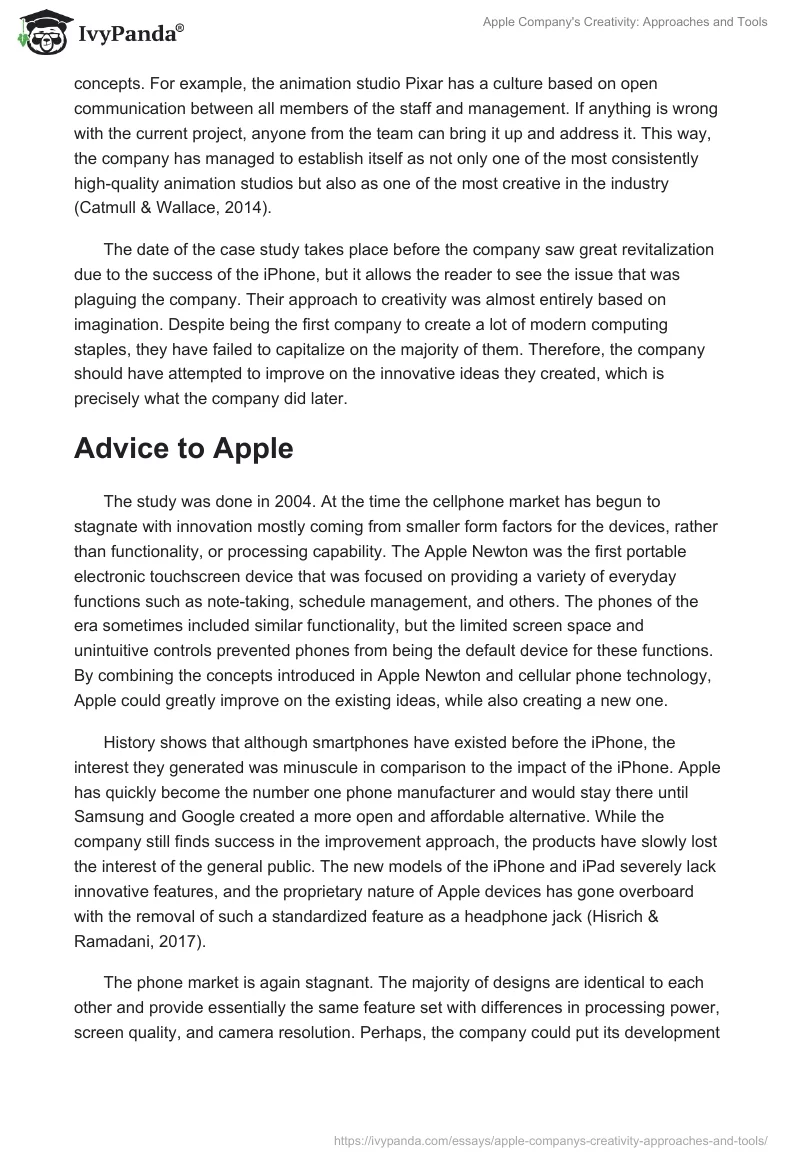 Apple Company's Creativity: Approaches and Tools. Page 2