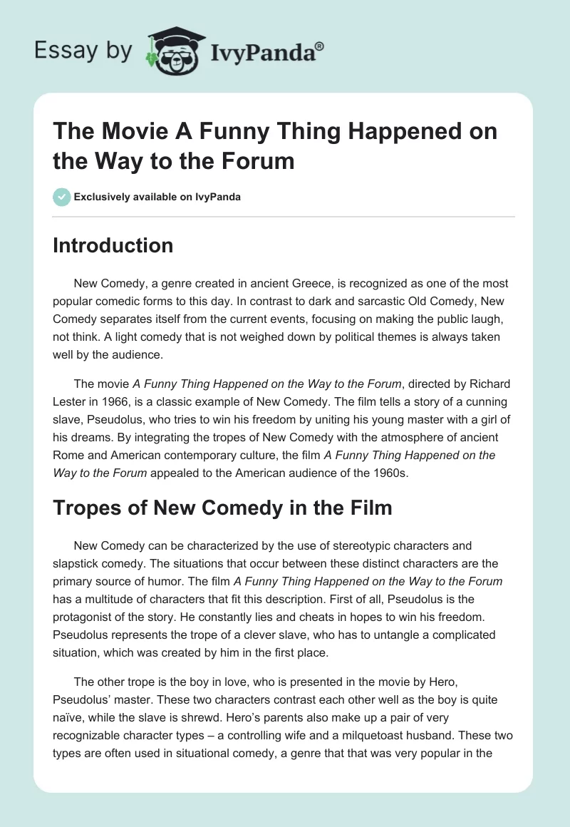 The Movie A Funny Thing Happened on the Way to the Forum. Page 1