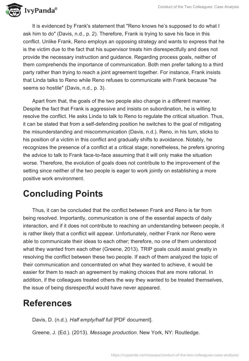Conduct of the Two Colleagues: Case Analysis. Page 2