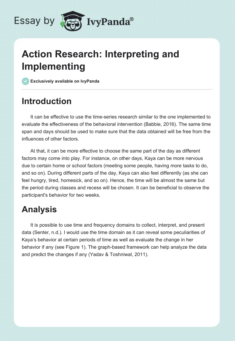 Action Research: Interpreting and Implementing. Page 1