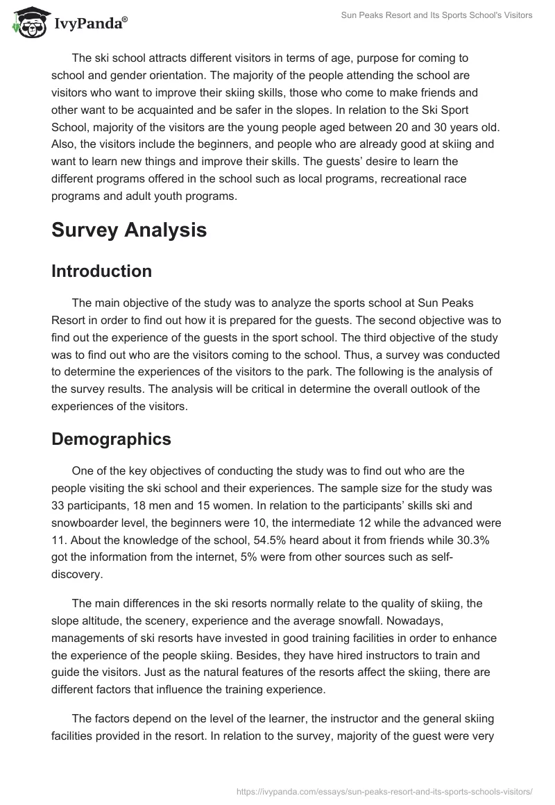 Sun Peaks Resort and Its Sports School's Visitors. Page 3