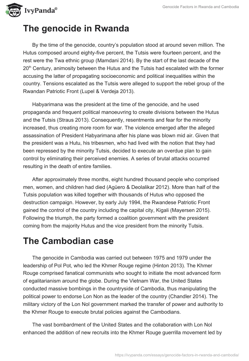 Genocide Factors in Rwanda and Cambodia. Page 2