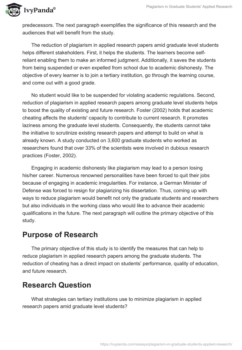 Plagiarism in Graduate Students' Applied Research. Page 3