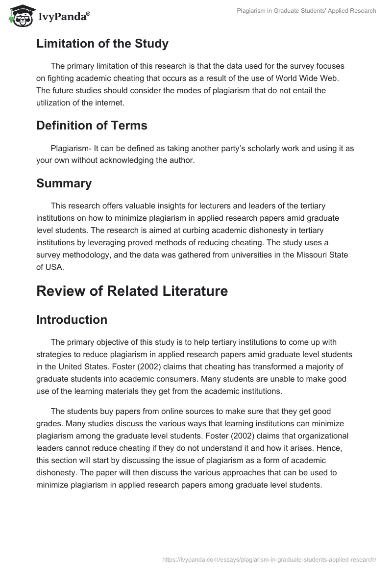 Plagiarism in Graduate Students' Applied Research. Page 4