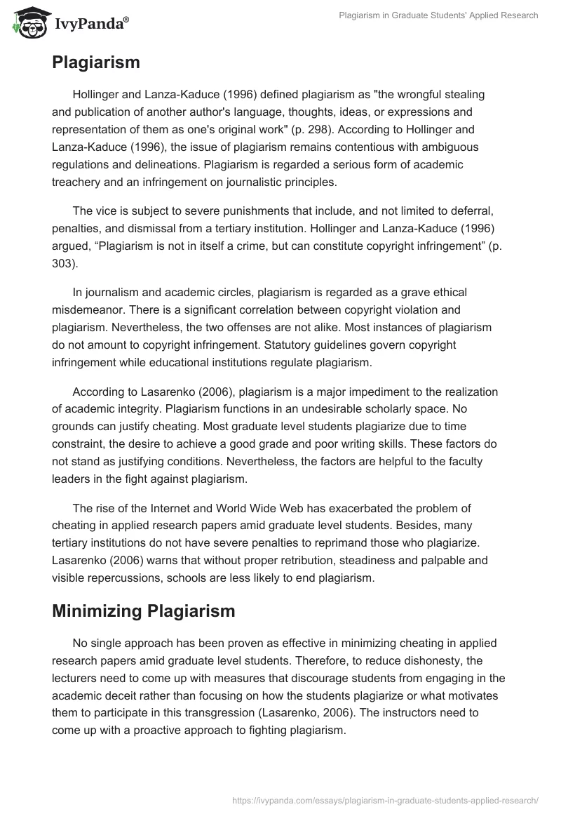 Plagiarism in Graduate Students' Applied Research. Page 5