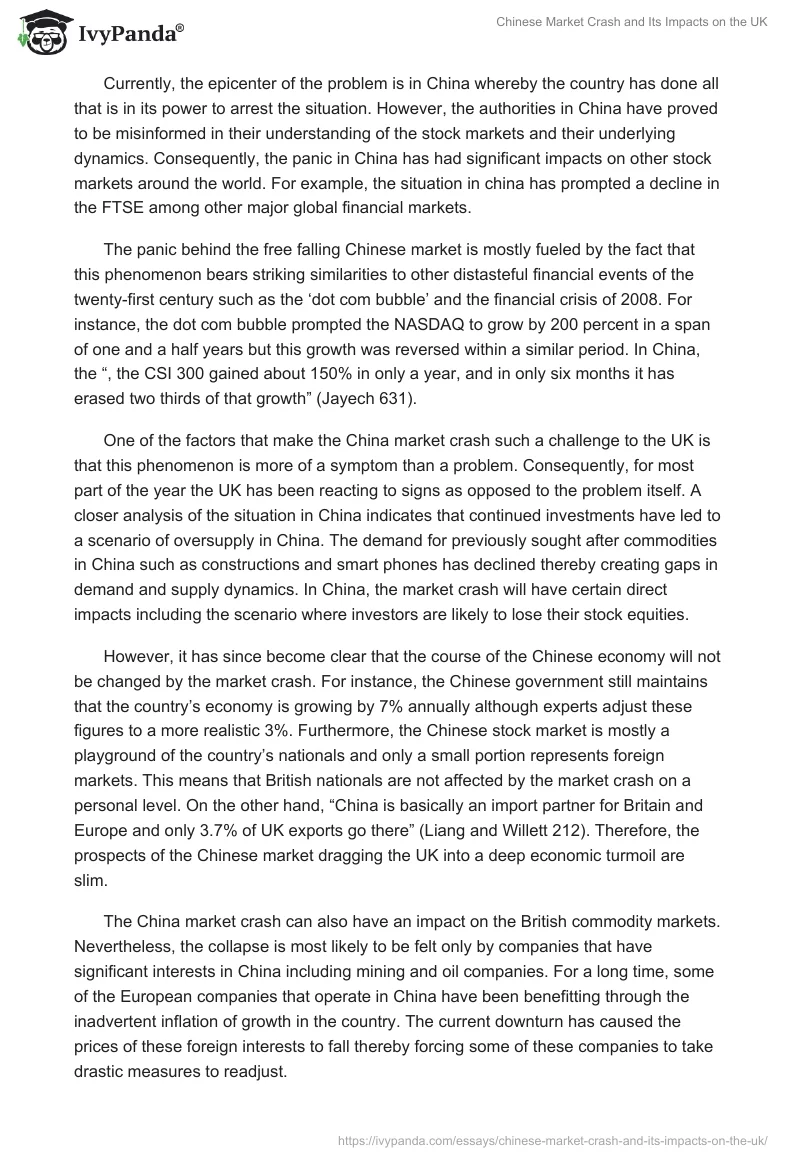 Chinese Market Crash and Its Impacts on the UK. Page 2