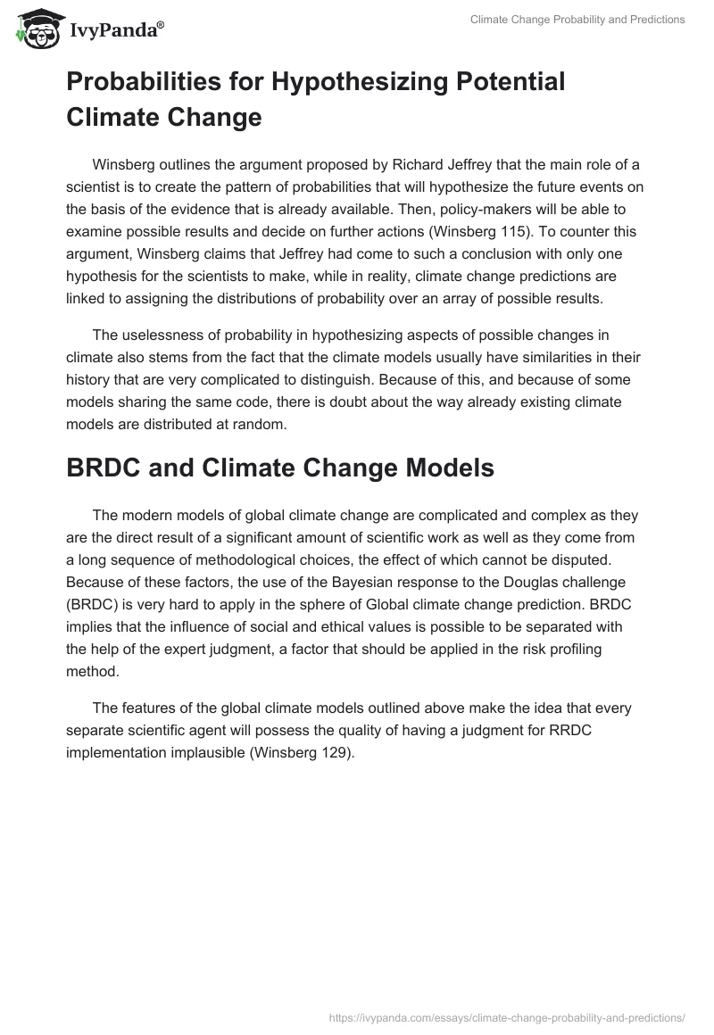 Climate Change Probability and Predictions. Page 2