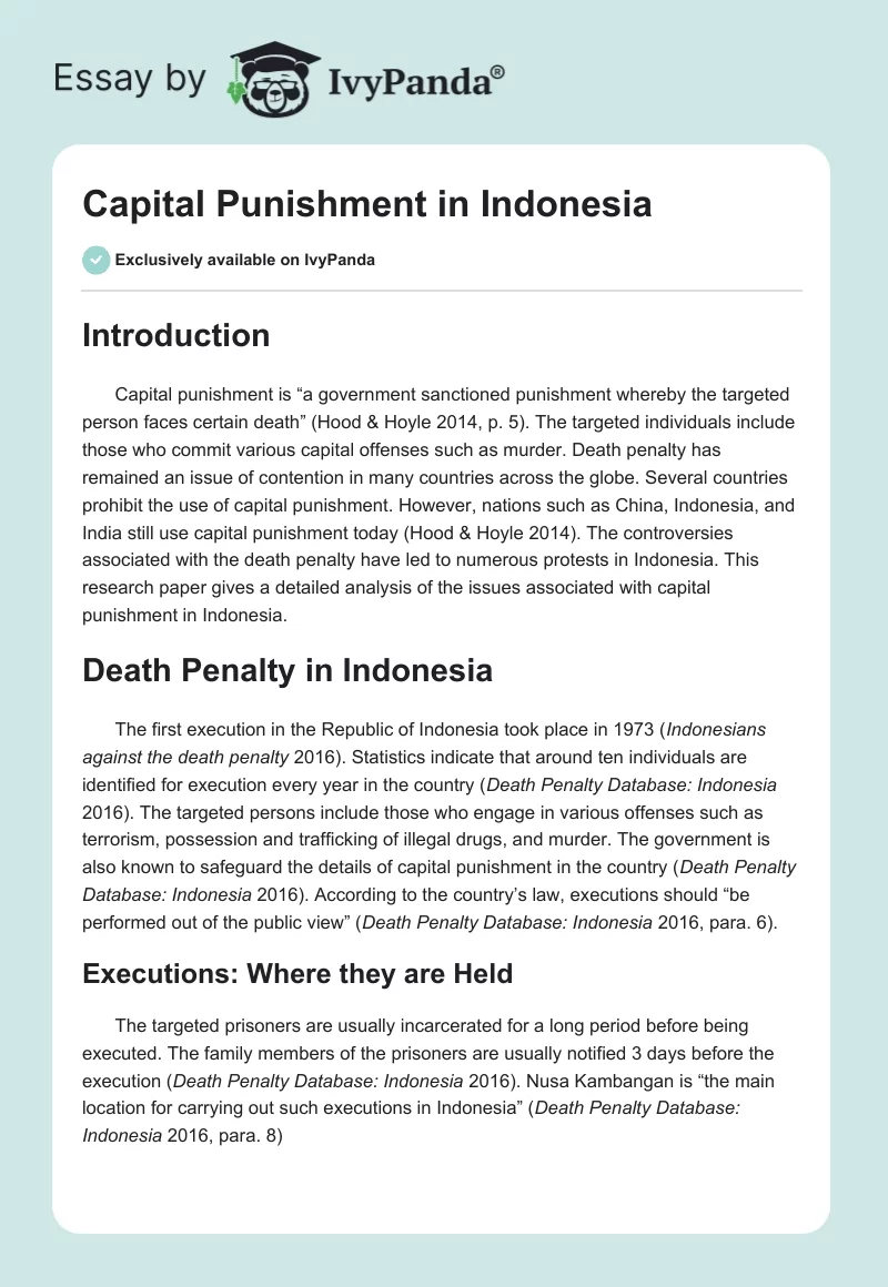 Capital Punishment in Indonesia. Page 1