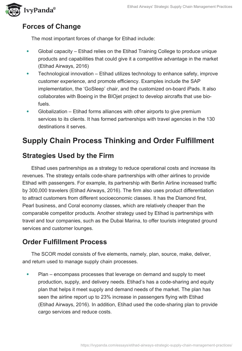Etihad Airways' Strategic Supply Chain Management Practices. Page 5