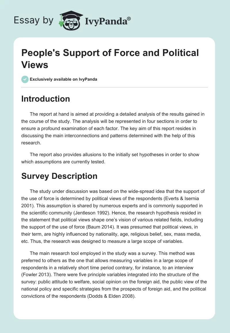 People's Support of Force and Political Views. Page 1