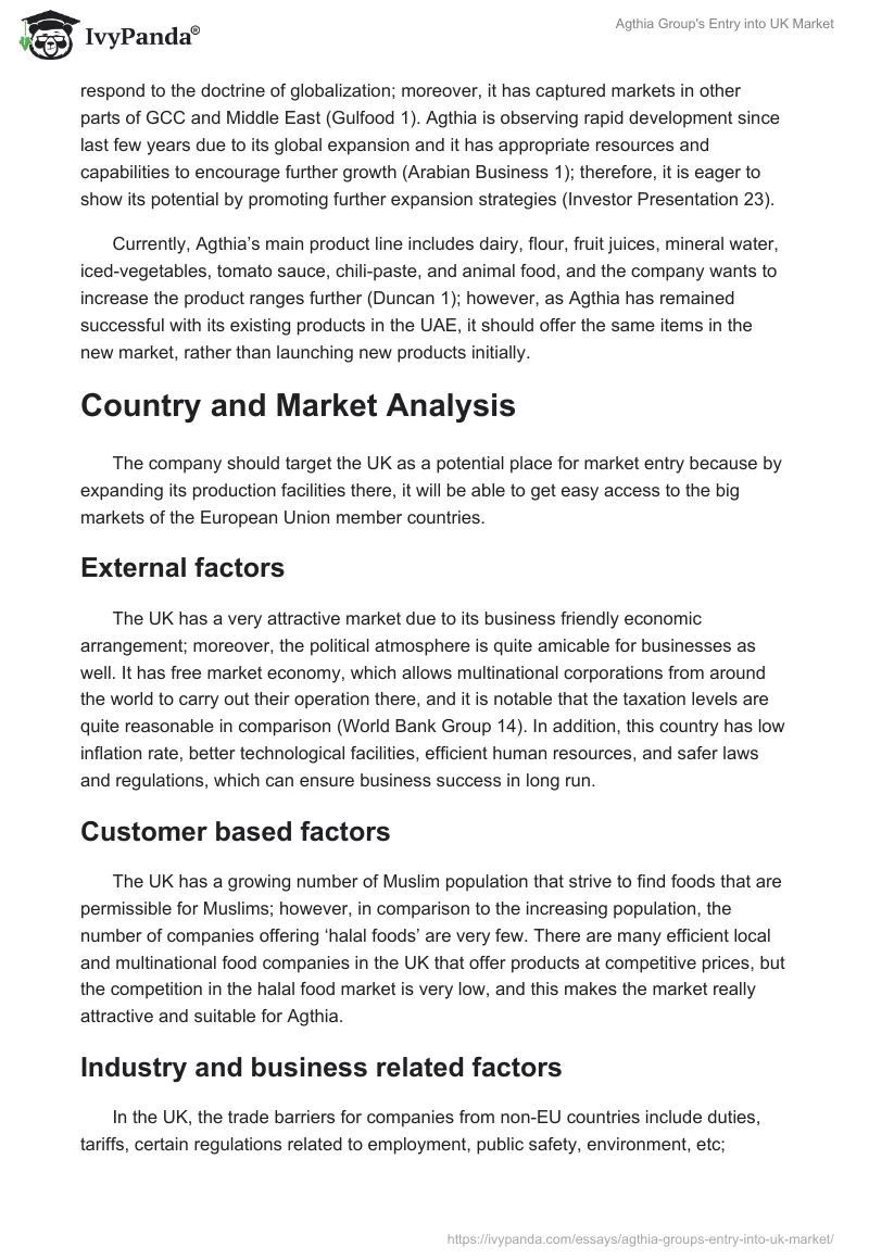 Agthia Group's Entry into UK Market. Page 2