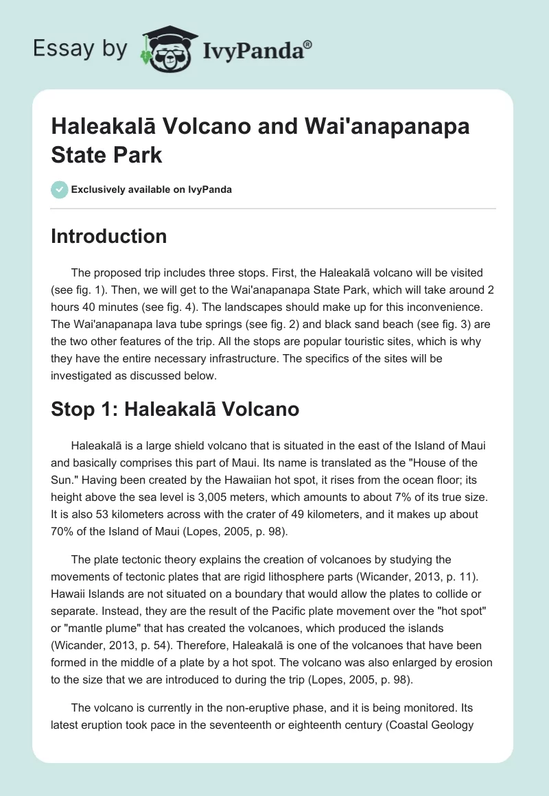 Haleakalā Volcano and Wai'anapanapa State Park. Page 1