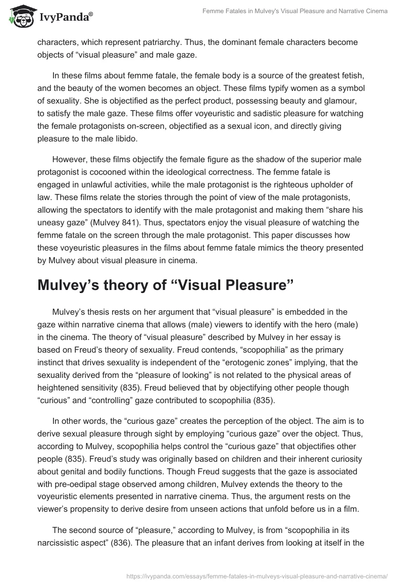 Femme Fatales in Mulvey's "Visual Pleasure and Narrative Cinema". Page 3