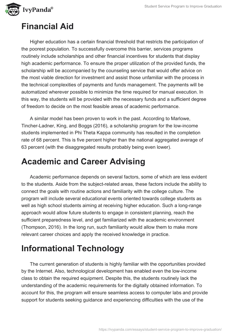 Student Service Program to Improve Graduation. Page 2