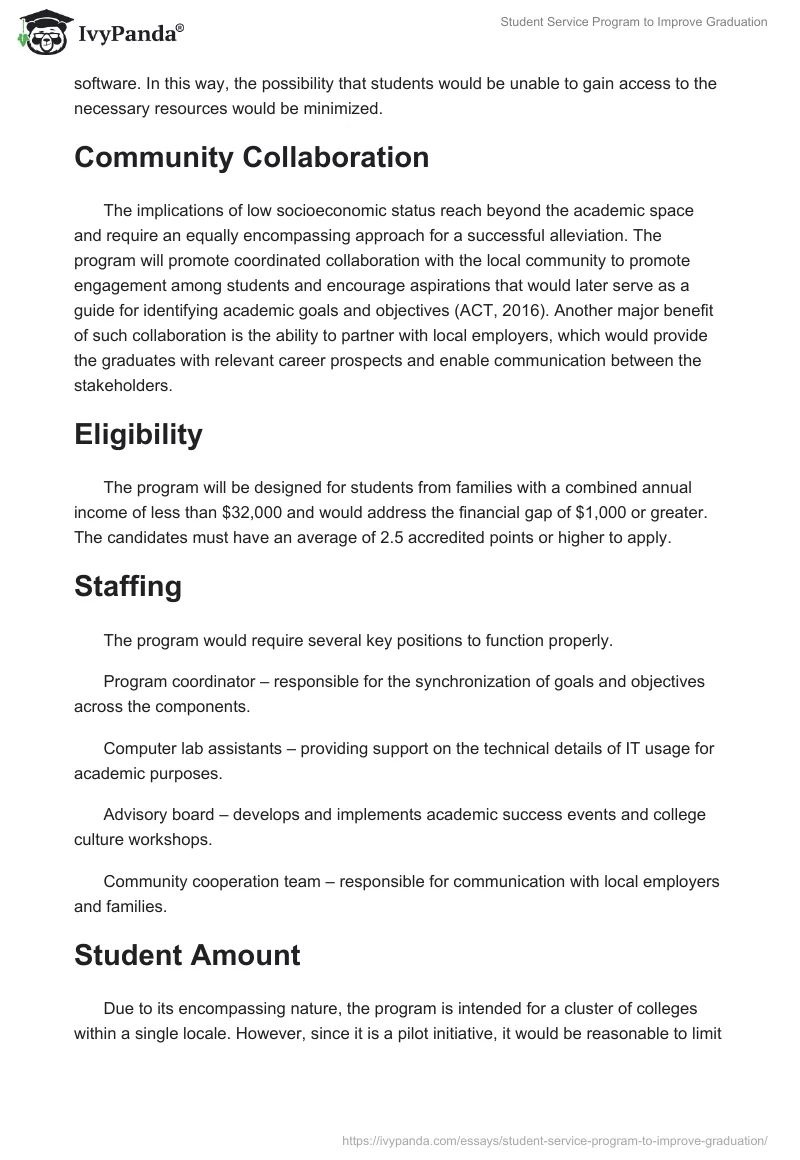 Student Service Program to Improve Graduation. Page 3