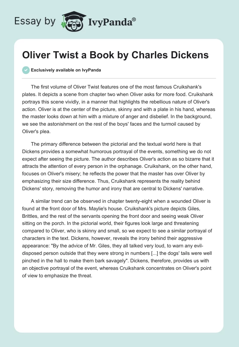 "Oliver Twist" a Book by Charles Dickens. Page 1
