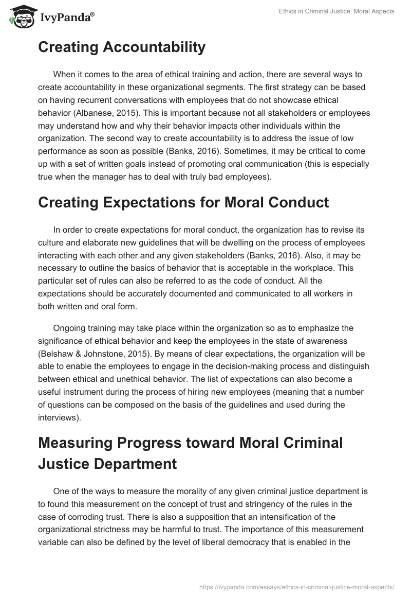 Ethics in Criminal Justice: Moral Aspects. Page 2