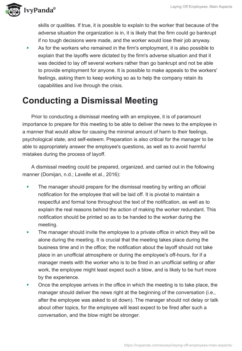 Laying Off Employees: Main Aspects. Page 2