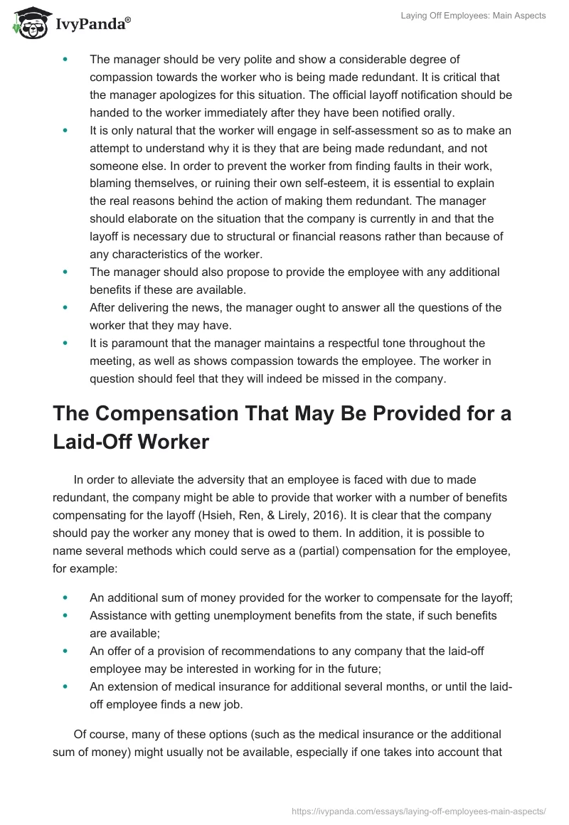 Laying Off Employees: Main Aspects. Page 3