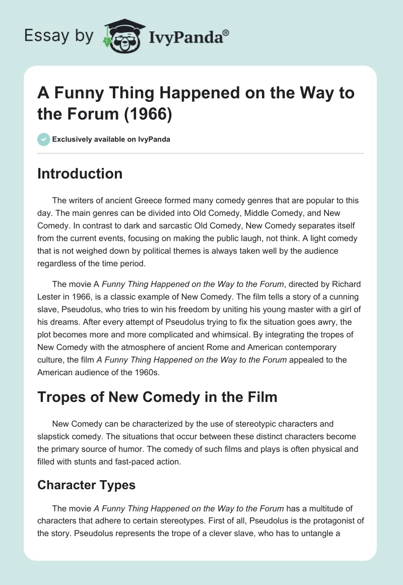 A Funny Thing Happened on the Way to the Forum (1966). Page 1