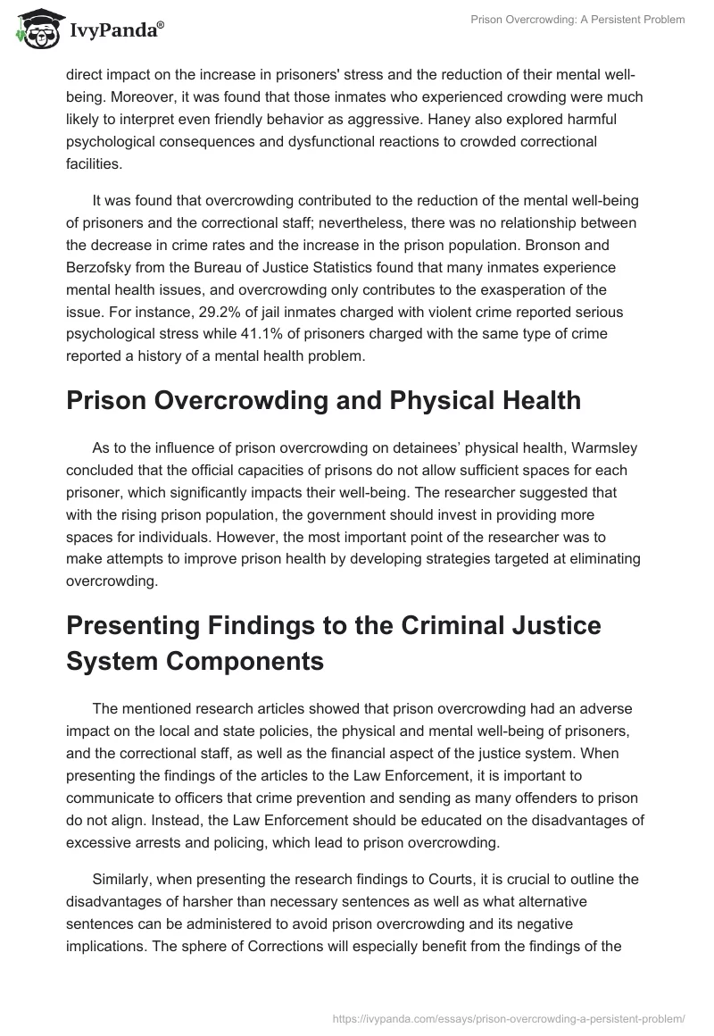 Prison Overcrowding: A Persistent Problem. Page 2