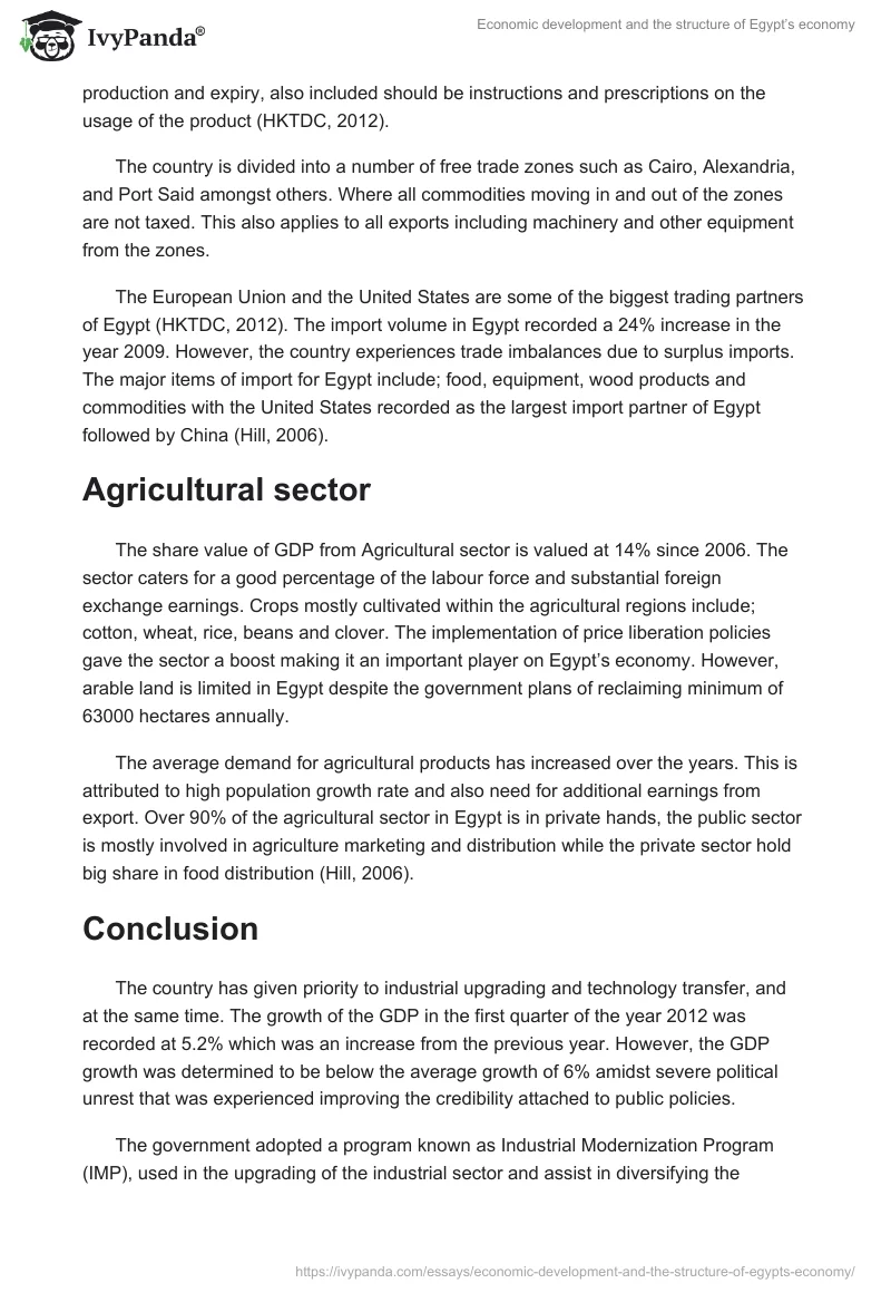 Economic development and the structure of Egypt’s economy. Page 3