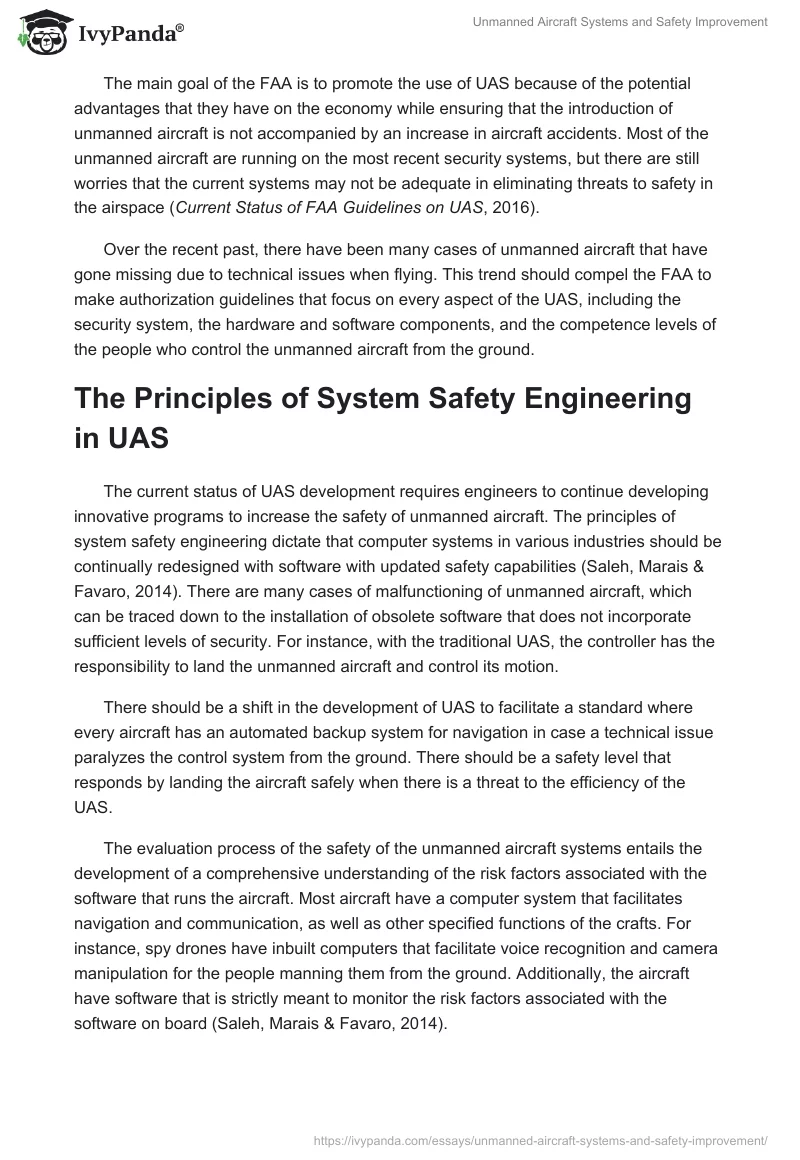 Unmanned Aircraft Systems and Safety Improvement. Page 4