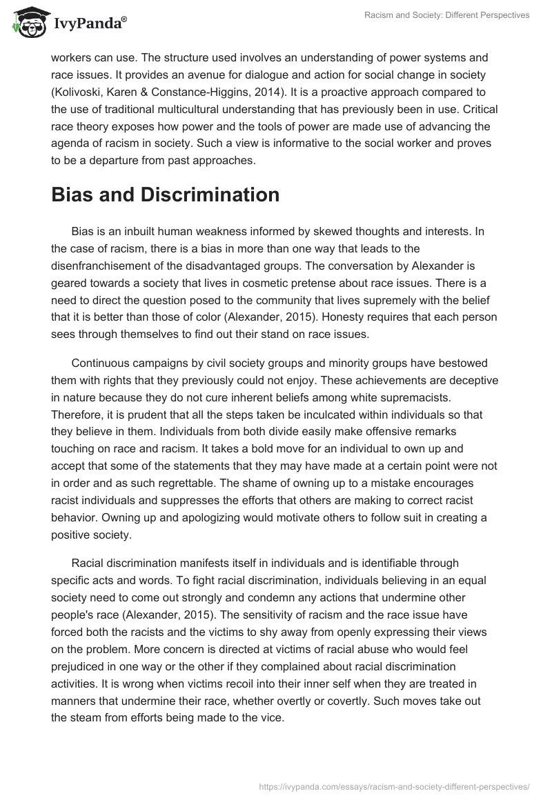 Racism and Society: Different Perspectives. Page 2