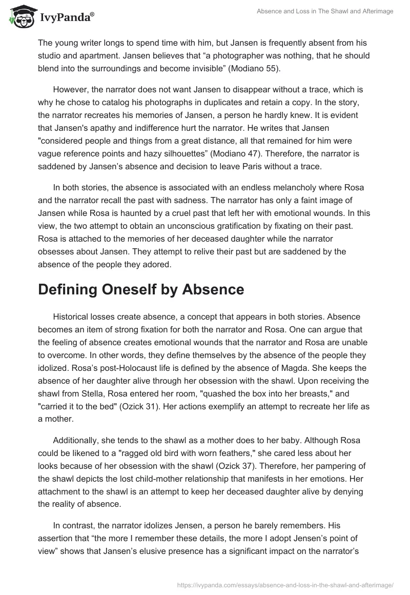 Absence and Loss in "The Shawl" and "Afterimage". Page 2
