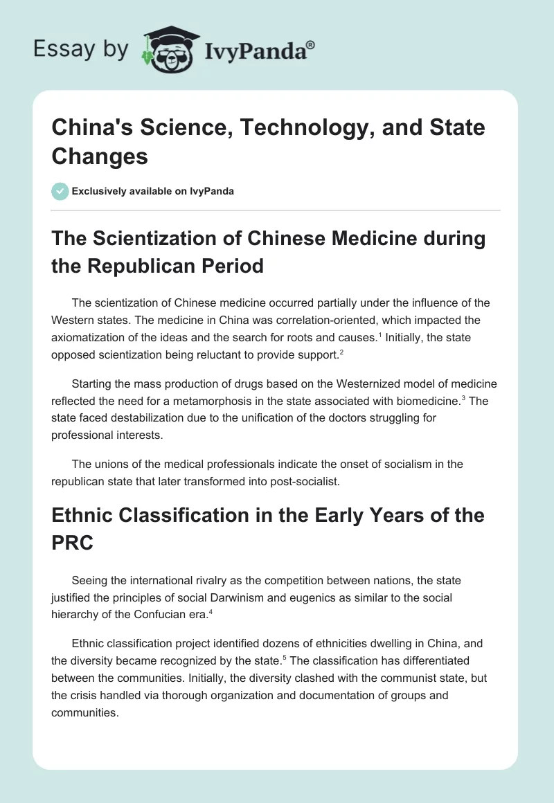 China's Science, Technology, and State Changes. Page 1