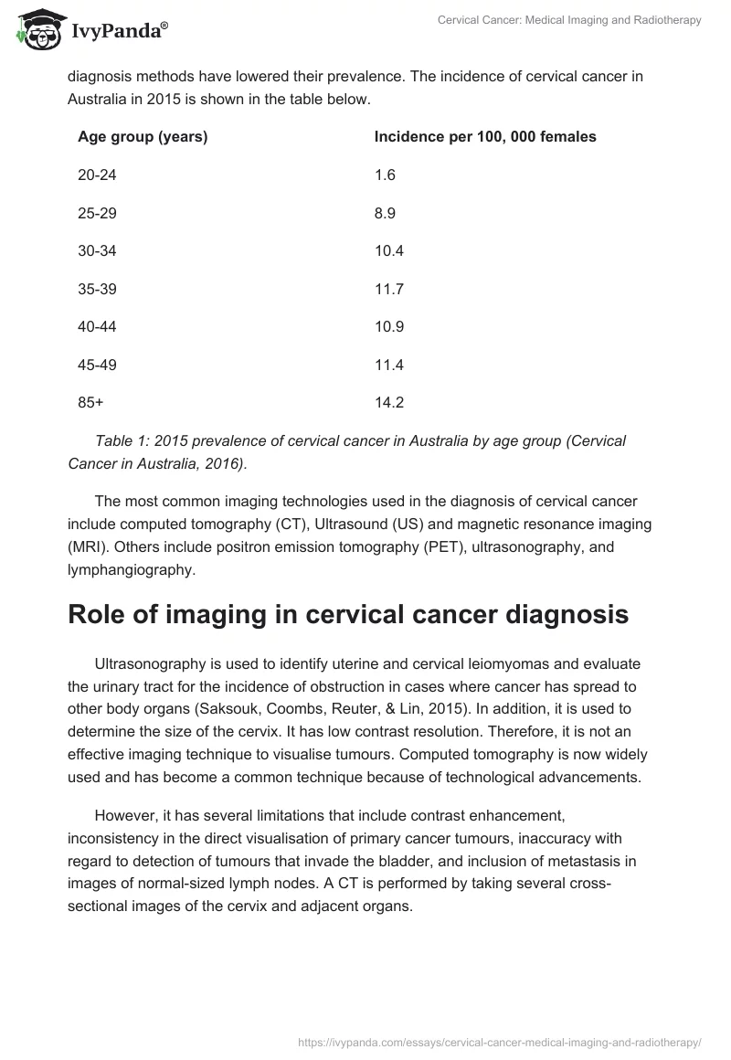 Cervical Cancer: Medical Imaging and Radiotherapy. Page 2