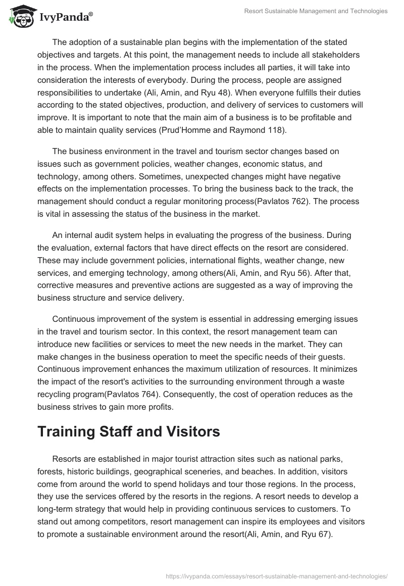 Resort Sustainable Management and Technologies. Page 2
