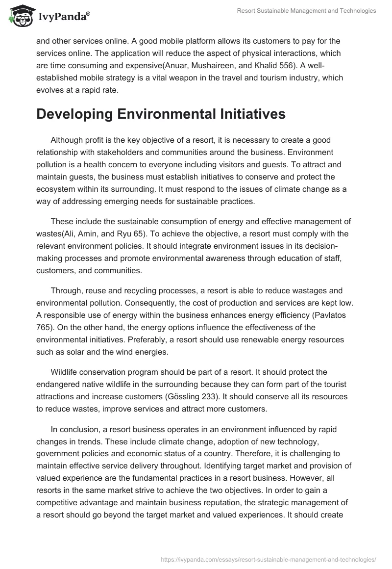Resort Sustainable Management and Technologies. Page 4